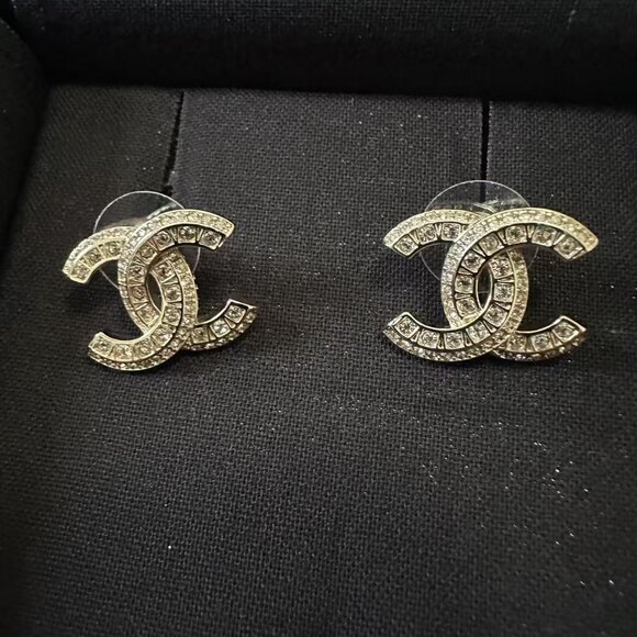 Chanel CC gold tone earrings